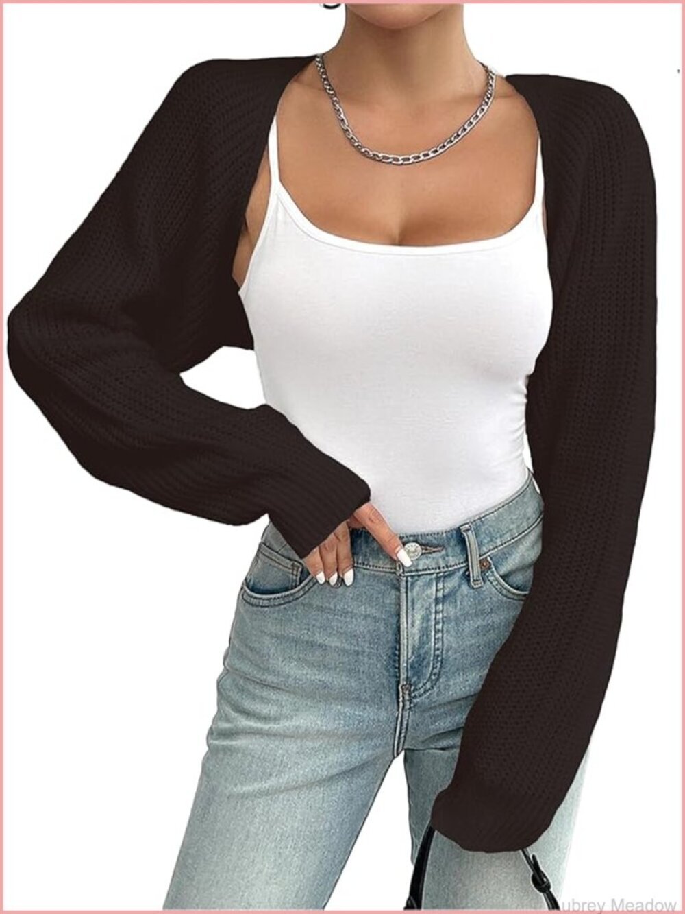 Rib Knitted Long Sleeve Open Front Cropped Cardigan Shrug Y2K Tops